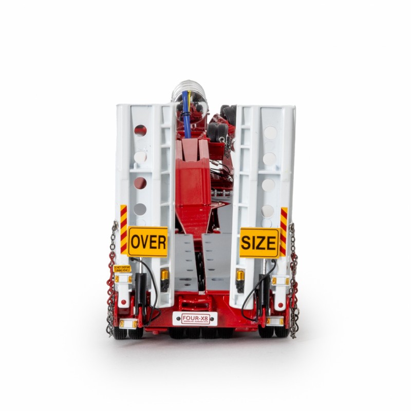 Drake ZT09340 AUSTRALIAN Drake 4x8 Swingwing Drop Deck Trailer and 2x8 Dolly Rosso Red Heavy Haulage - Scale 1:50