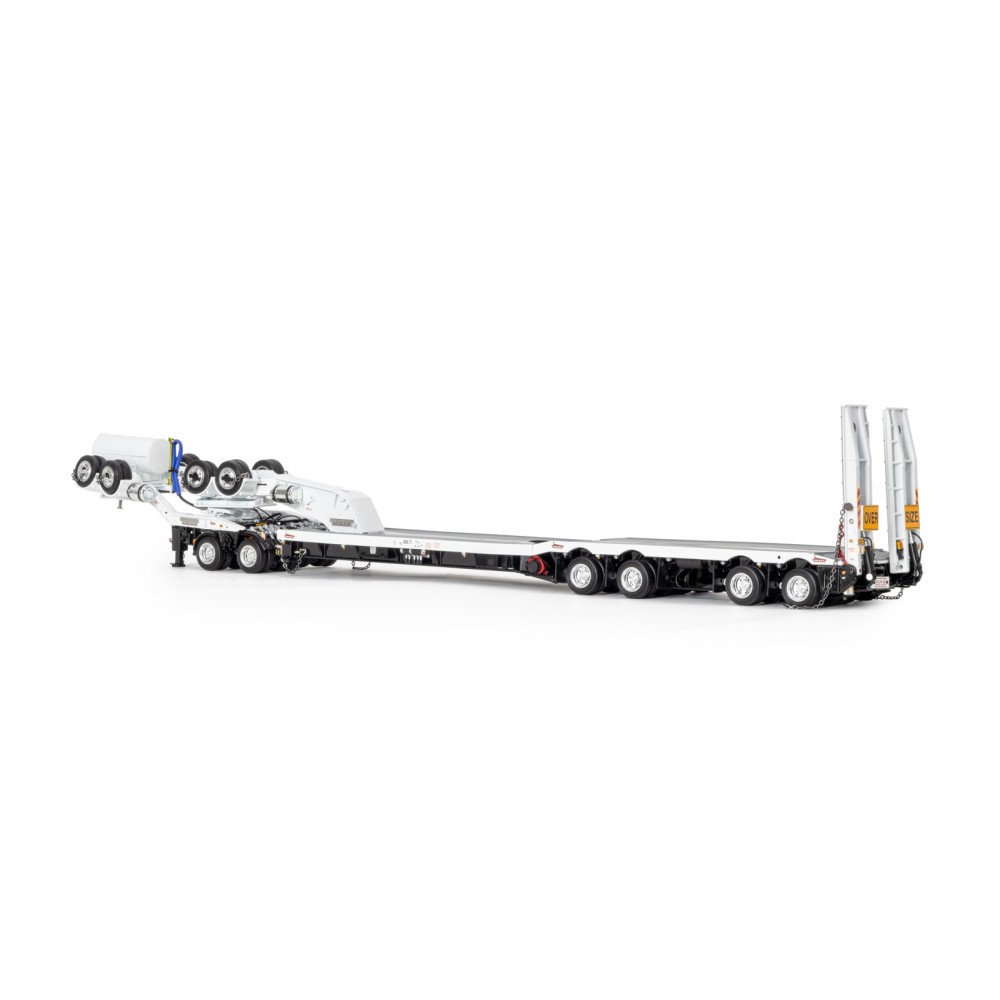Drake ZT09342 AUSTRALIAN Drake 4x8 Swingwing Drop Deck Trailer and 2x8 Dolly White Black Heavy Haulage - Scale 1:50