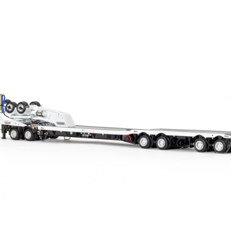 Drake ZT09342 AUSTRALIAN Drake 4x8 Swingwing Drop Deck Trailer and 2x8 Dolly White Black Heavy Haulage - Scale 1:50