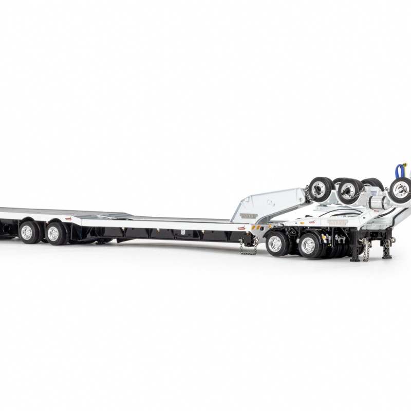 Drake ZT09342 AUSTRALIAN Drake 4x8 Swingwing Drop Deck Trailer and 2x8 Dolly White Black Heavy Haulage - Scale 1:50