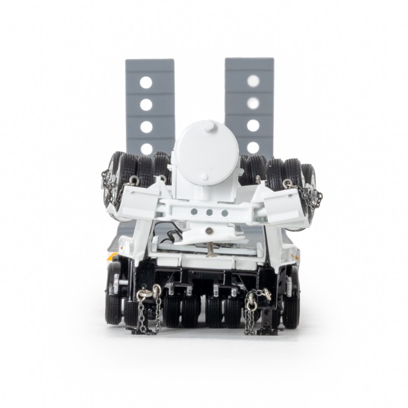 Drake ZT09342 AUSTRALIAN Drake 4x8 Swingwing Drop Deck Trailer and 2x8 Dolly White Black Heavy Haulage - Scale 1:50