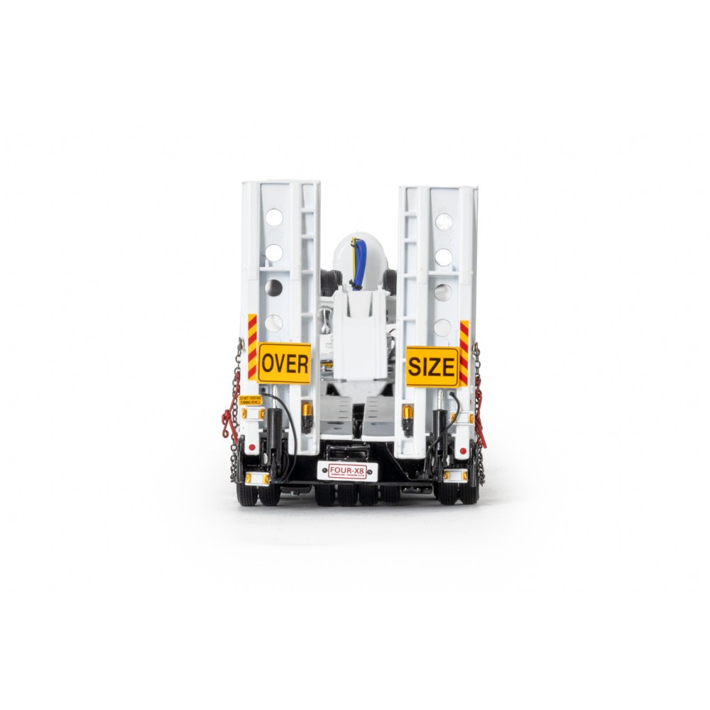 Drake ZT09342 AUSTRALIAN Drake 4x8 Swingwing Drop Deck Trailer and 2x8 Dolly White Black Heavy Haulage - Scale 1:50