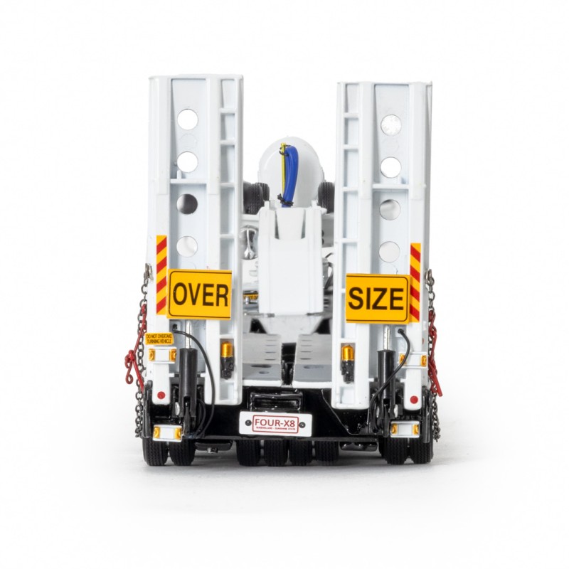Drake ZT09342 AUSTRALIAN Drake 4x8 Swingwing Drop Deck Trailer and 2x8 Dolly White Black Heavy Haulage - Scale 1:50