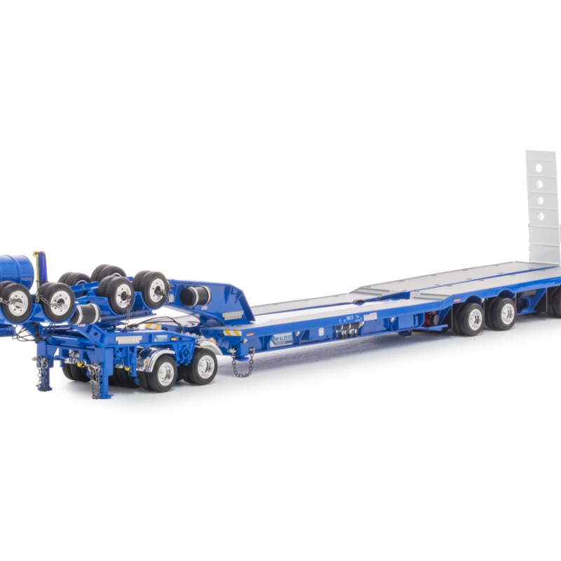 Drake ZT09344 Drake 4x8 Swingwing Gooseneck Drop Deck Trailer and 2x8 Dolly McAleese Light Blue - Scale 1:50