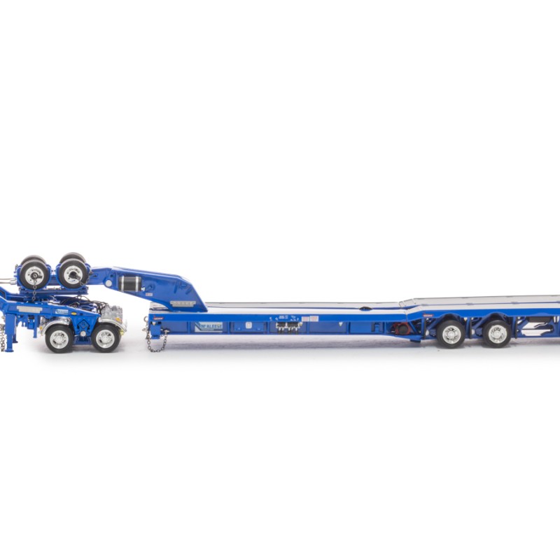 Drake ZT09344 Drake 4x8 Swingwing Gooseneck Drop Deck Trailer and 2x8 Dolly McAleese Light Blue - Scale 1:50
