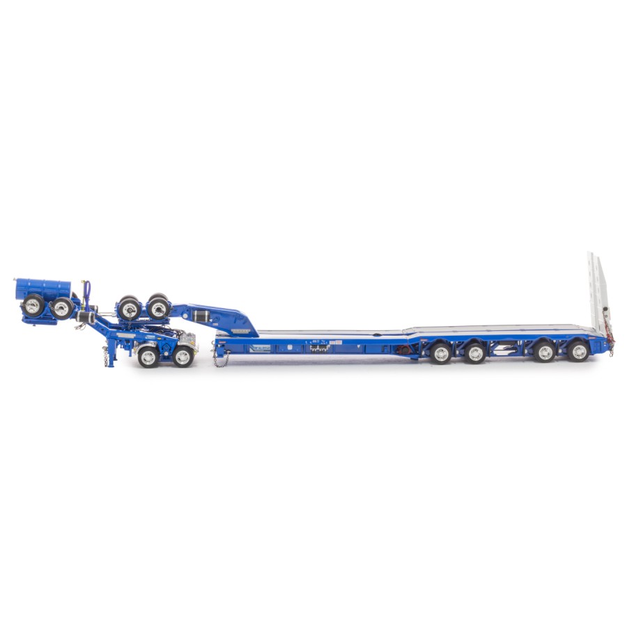 Drake ZT09344 Drake 4x8 Swingwing Gooseneck Drop Deck Trailer and 2x8 Dolly McAleese Light Blue - Scale 1:50