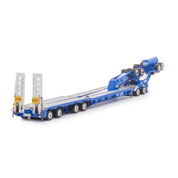 Drake ZT09344 Drake 4x8 Swingwing Gooseneck Drop Deck Trailer and 2x8 Dolly McAleese Light Blue - Scale 1:50