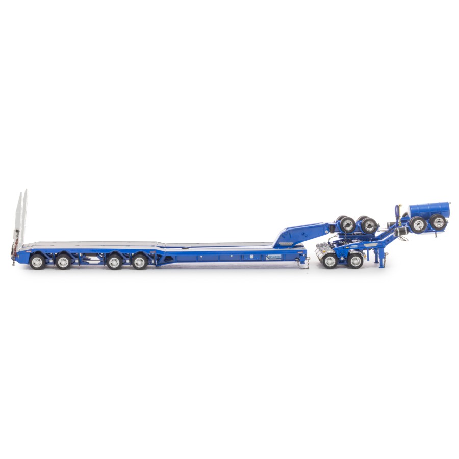 Drake ZT09344 Drake 4x8 Swingwing Gooseneck Drop Deck Trailer and 2x8 Dolly McAleese Light Blue - Scale 1:50