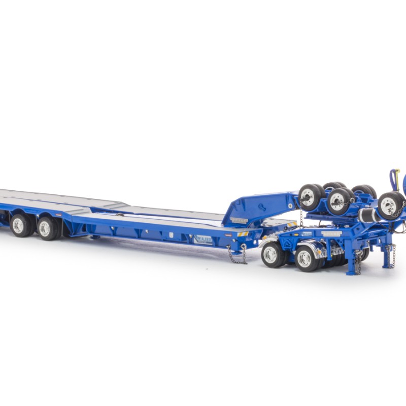 Drake ZT09344 Drake 4x8 Swingwing Gooseneck Drop Deck Trailer and 2x8 Dolly McAleese Light Blue - Scale 1:50