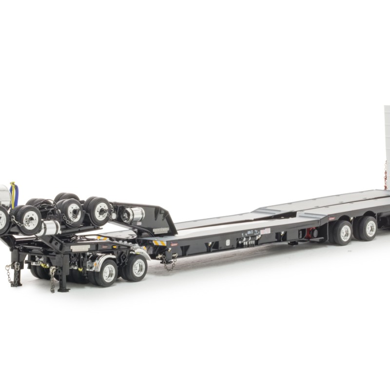 Drake ZT09345 Drake 4x8 Swingwing Gooseneck Drop Deck Trailer and 2x8 Dolly Gloss Black - Scale 1:50