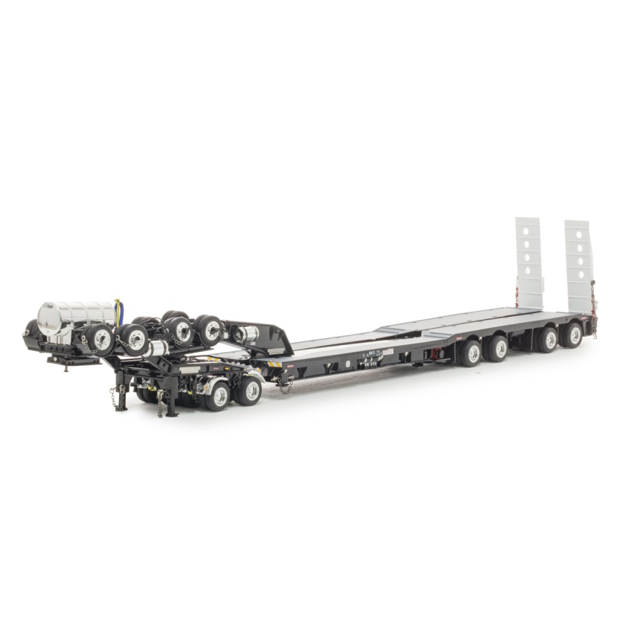 Drake ZT09345 Drake 4x8 Swingwing Gooseneck Drop Deck Trailer and 2x8 Dolly Gloss Black - Scale 1:50