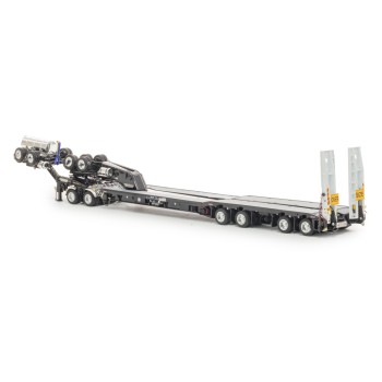 Drake ZT09345 Drake 4x8 Swingwing Gooseneck Drop Deck Trailer and 2x8 Dolly Gloss Black - Scale 1:50