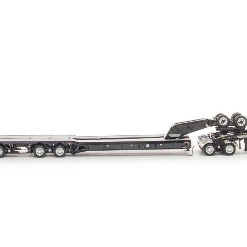 Drake ZT09345 Drake 4x8 Swingwing Gooseneck Drop Deck Trailer and 2x8 Dolly Gloss Black - Scale 1:50