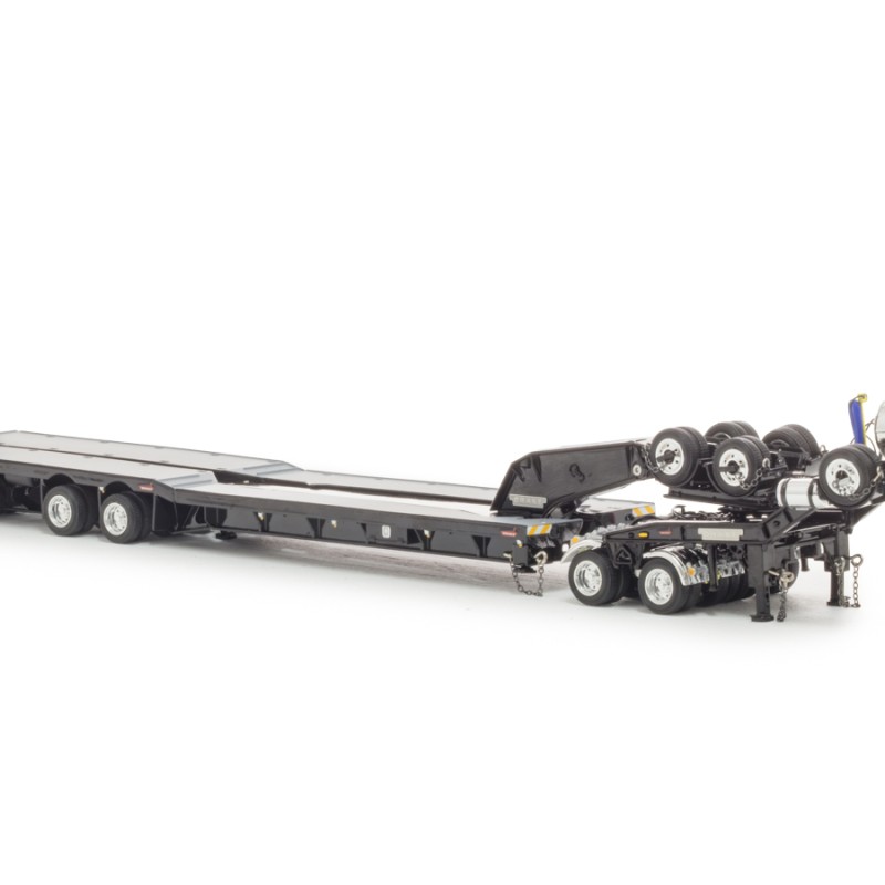 Drake ZT09345 Drake 4x8 Swingwing Gooseneck Drop Deck Trailer and 2x8 Dolly Gloss Black - Scale 1:50