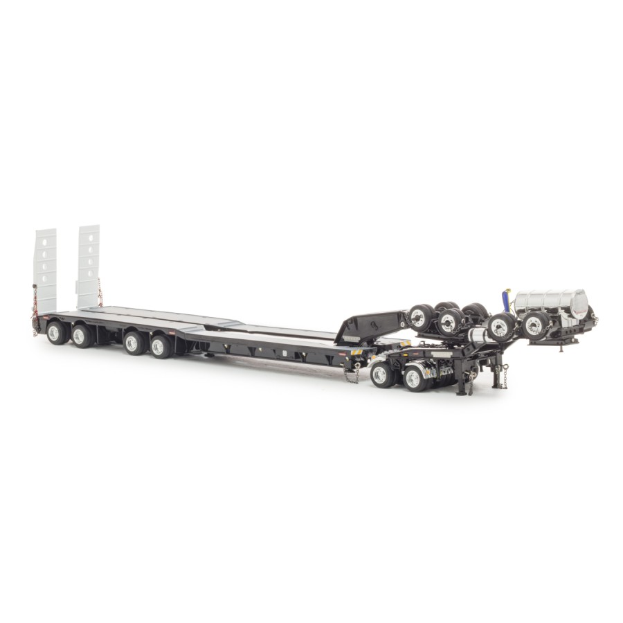 Drake ZT09345 Drake 4x8 Swingwing Gooseneck Drop Deck Trailer and 2x8 Dolly Gloss Black - Scale 1:50