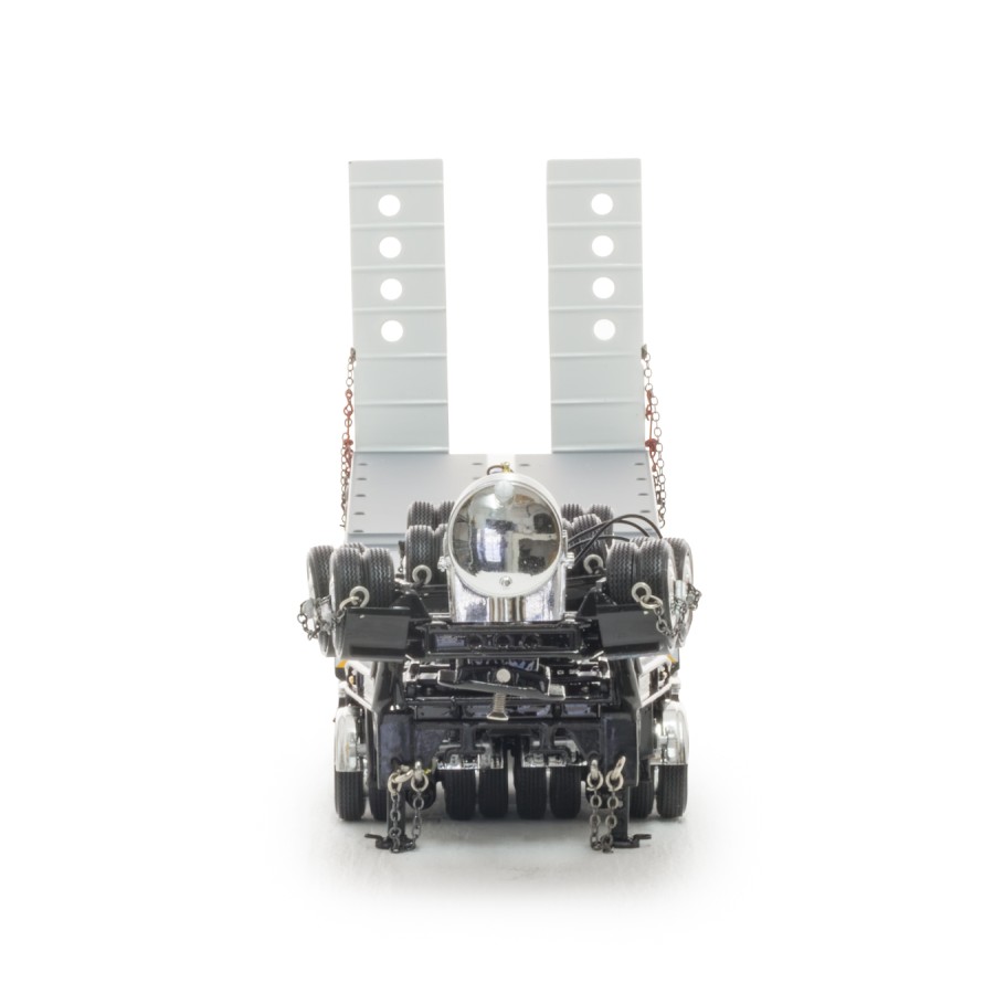 Drake ZT09345 Drake 4x8 Swingwing Gooseneck Drop Deck Trailer and 2x8 Dolly Gloss Black - Scale 1:50