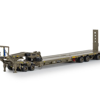 Drake ZT09350 Drake 4x8 Swingwing Gooseneck Drop Deck Trailer & 2x8 Dolly Australian Army - Scale 1:50
