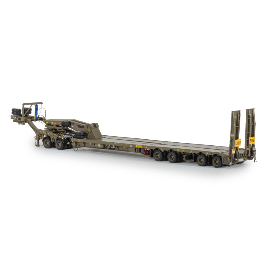 Drake ZT09350 Drake 4x8 Swingwing Gooseneck Drop Deck Trailer & 2x8 Dolly Australian Army - Scale 1:50
