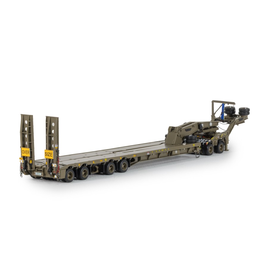 Drake ZT09350 Drake 4x8 Swingwing Gooseneck Drop Deck Trailer & 2x8 Dolly Australian Army - Scale 1:50