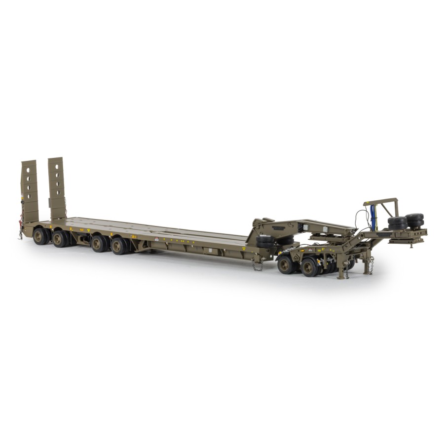 Drake ZT09350 Drake 4x8 Swingwing Gooseneck Drop Deck Trailer & 2x8 Dolly Australian Army - Scale 1:50