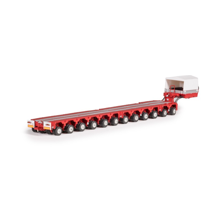 Drake Collectibles ZT09377 Scheuerle Low Loader Steerable Trailer Set Rosso Red - Scale 1:50