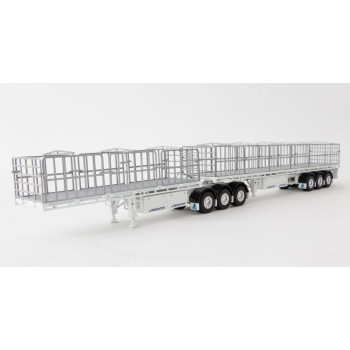 Drake ZT09124 AUSTRALIAN Maxitrans Freighter Flat Top B-Double Trailer Set White - Scale 1:50