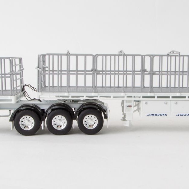 Drake ZT09124 AUSTRALIAN Maxitrans Freighter Flat Top B-Double Trailer Set White - Scale 1:50