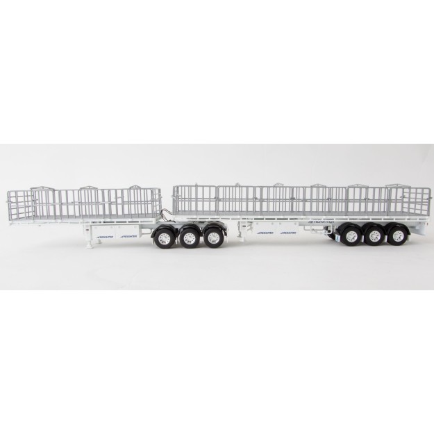 Drake ZT09124 AUSTRALIAN Maxitrans Freighter Flat Top B-Double Trailer Set White - Scale 1:50