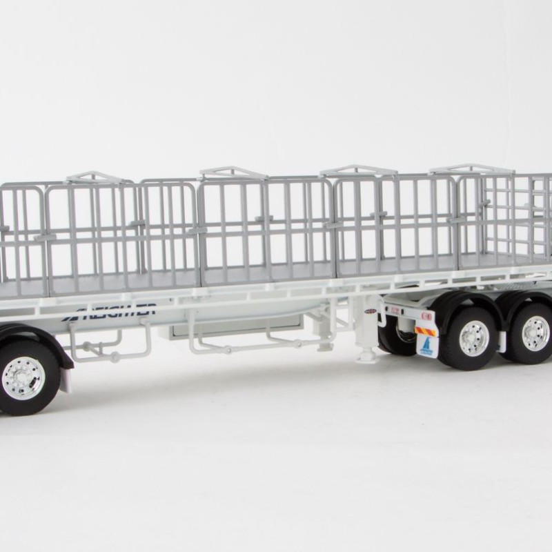 Drake ZT09124 AUSTRALIAN Maxitrans Freighter Flat Top B-Double Trailer Set White - Scale 1:50