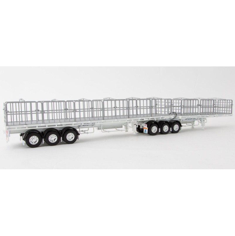 Drake ZT09124 AUSTRALIAN Maxitrans Freighter Flat Top B-Double Trailer Set White - Scale 1:50