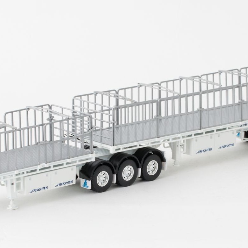 Drake ZT09124 AUSTRALIAN Maxitrans Freighter Flat Top B-Double Trailer Set White - Scale 1:50