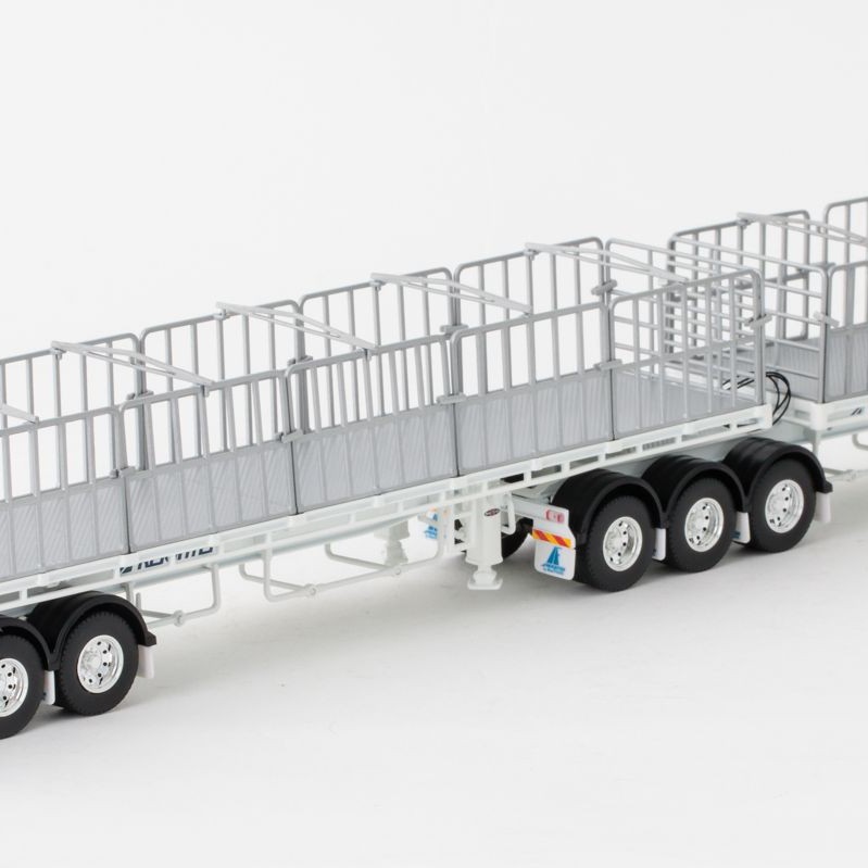 Drake ZT09124 AUSTRALIAN Maxitrans Freighter Flat Top B-Double Trailer Set White - Scale 1:50