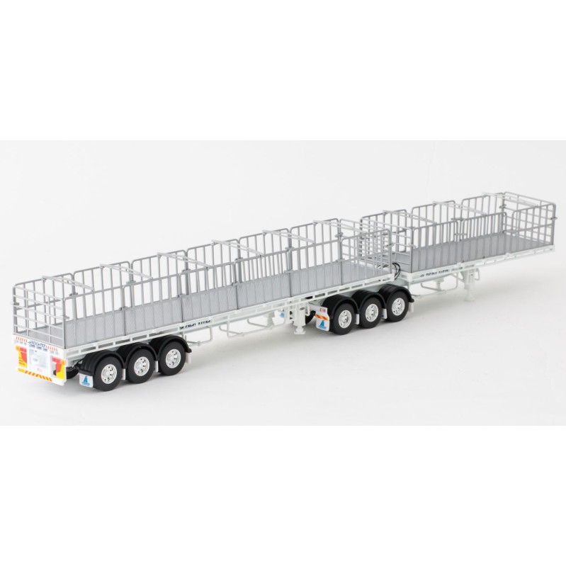 Drake ZT09124 AUSTRALIAN Maxitrans Freighter Flat Top B-Double Trailer Set White - Scale 1:50