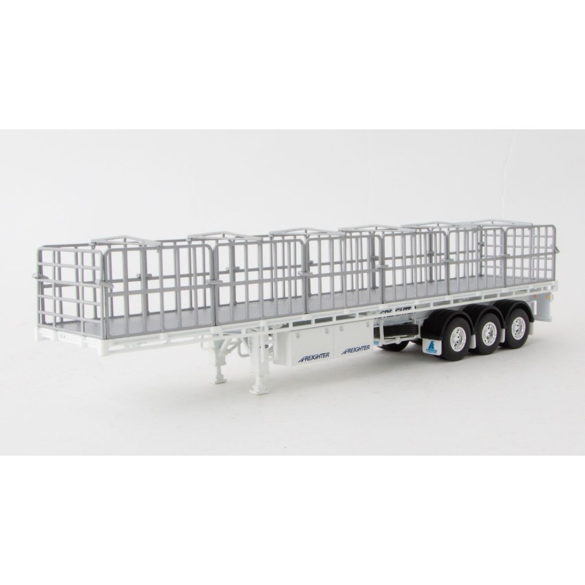 Drake ZT09124 AUSTRALIAN Maxitrans Freighter Flat Top B-Double Trailer Set White - Scale 1:50