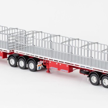 Drake ZT09125 AUSTRALIAN Freighter Flat Top B-Double Trailer Set White & Red - Scale 1:50