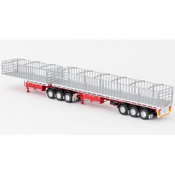 Drake ZT09125 AUSTRALIAN Freighter Flat Top B-Double Trailer Set White & Red - Scale 1:50