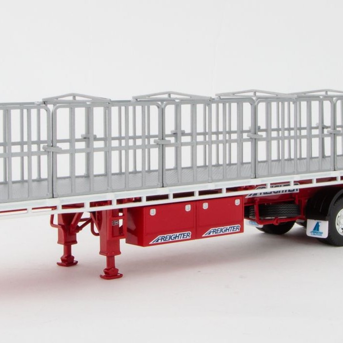 Drake ZT09125 AUSTRALIAN Maxitrans Flat Top Freighter B-Double Trailer Set White & Red - Scale 1:50
