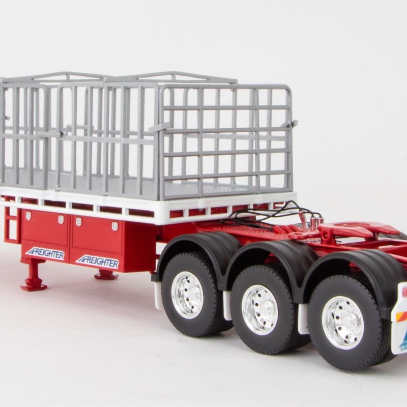 Drake ZT09125 AUSTRALIAN Maxitrans Flat Top Freighter B-Double Trailer Set White & Red - Scale 1:50