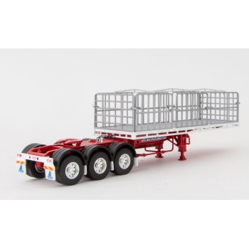 Drake ZT09125 AUSTRALIAN Maxitrans Flat Top Freighter B-Double Trailer Set White & Red - Scale 1:50