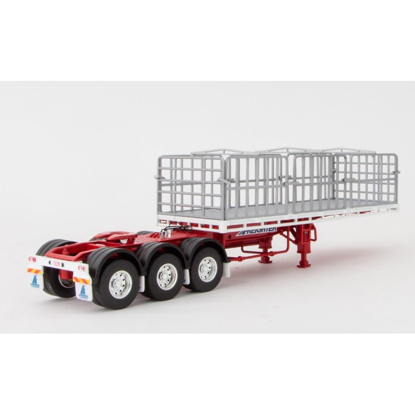 Drake ZT09125 AUSTRALIAN Maxitrans Flat Top Freighter B-Double Trailer Set White & Red - Scale 1:50