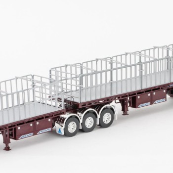 Drake ZT09135 AUSTRALIAN Maxitrans Freighter Flat Top B-Double Trailer Set - Burgundy - Scale 1:50