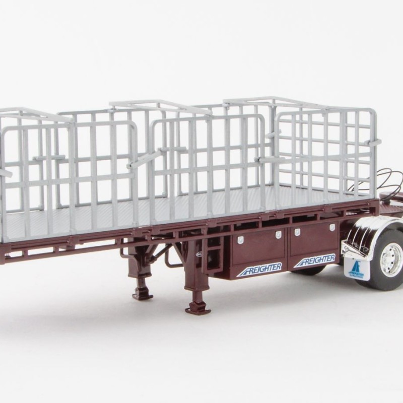Drake ZT09135 AUSTRALIAN Maxitrans Freighter Flat Top B-Double Trailer Set - Burgundy - Scale 1:50