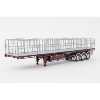 Drake ZT09135 AUSTRALIAN Maxitrans Freighter Flat Top B-Double Trailer Set - Burgundy - Scale 1:50