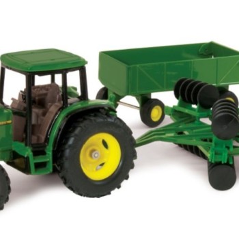 Ertl 15489 - John Deere 6410 Tractor with Barge Wagon and Disc Trailer - Scale 1:32