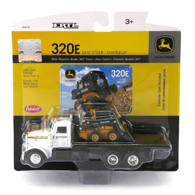 Ertl 45474 - Peterbilt 367 Truck and John Deere 320e Skid Steer Loader - Scale 1:64