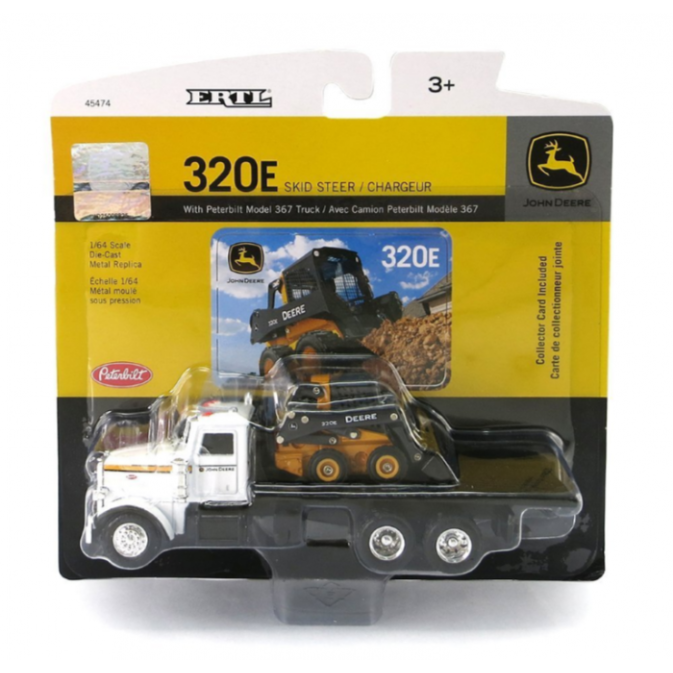 Ertl 45474 - Peterbilt 367 Truck and John Deere 320e Skid Steer Loader - Scale 1:64