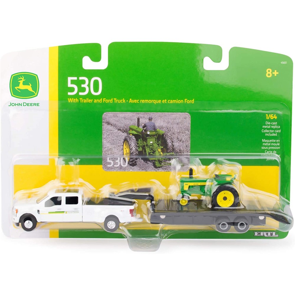 Ertl 45651 - Ford F350 Ute Truck with John Deere Tractor 530 and Trailer  - Scale 1:64