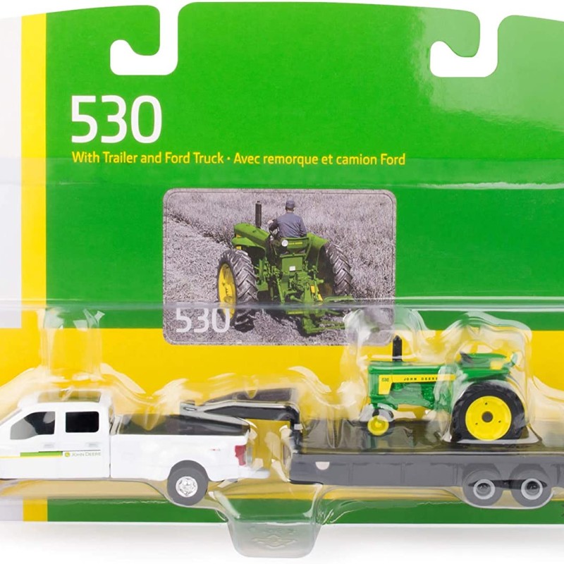 Ertl 45651 - Ford F350 Ute Truck with John Deere Tractor 530 and Trailer  - Scale 1:64