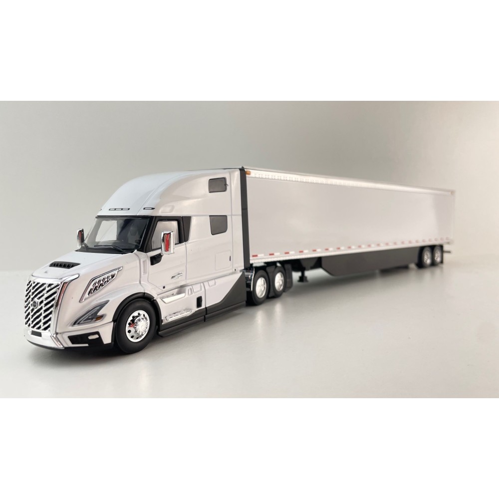 First Gear 50-3501 Volvo VNL 860 High-Roof Sleeper Truck with 53' Trailer with Skirts White 1:50 Scale