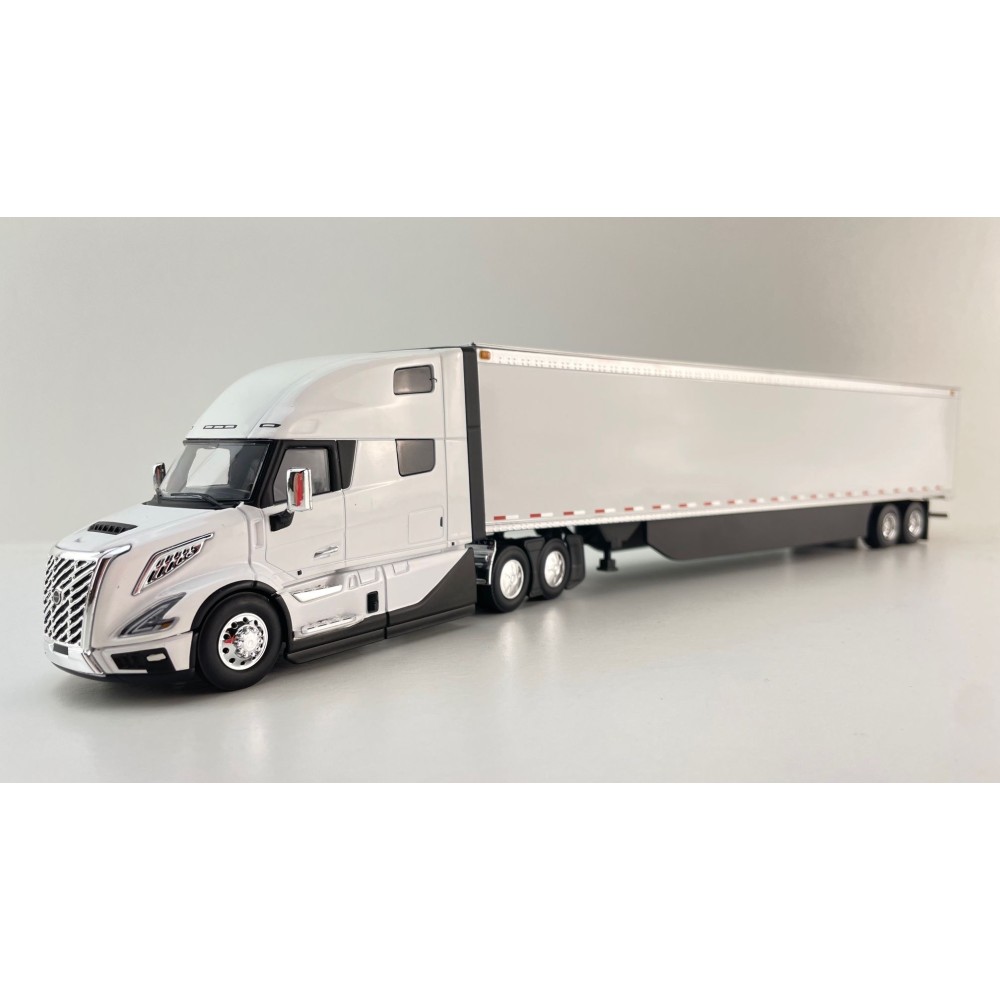 First Gear 50-3501 Volvo VNL 860 High-Roof Sleeper Truck with 53' Trailer with Skirts White 1:50 Scale
